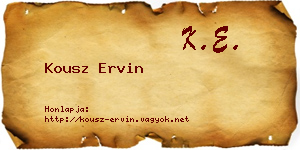 Kousz Ervin névjegykártya